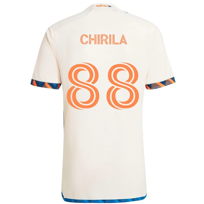 Danxen Kinder Andrei Chirilă #88 Weiß Blau Orange Auswärtstrikot Trikot 2025/26 T-Shirt