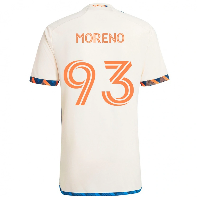 Danxen Kinder Júnior Moreno #93 Weiß Blau Orange Auswärtstrikot Trikot 2025/26 T-Shirt