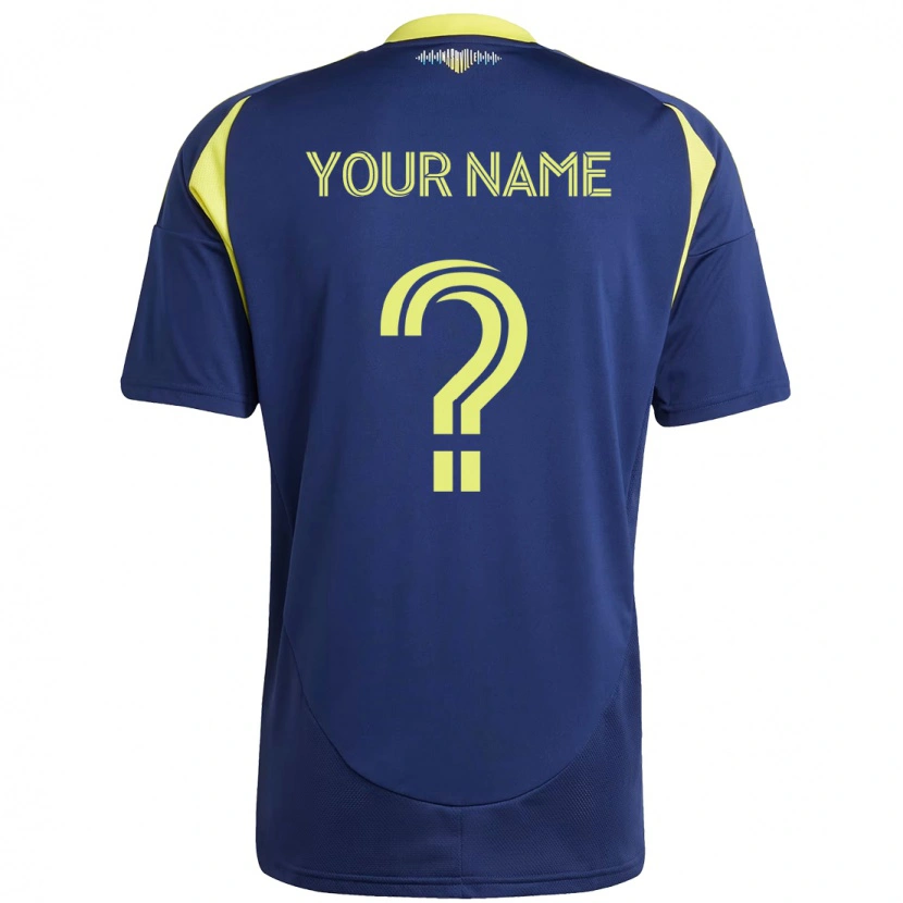 Danxen Kinder Ihren Namen #0 Marineblau Gelb Auswärtstrikot Trikot 2025/26 T-Shirt