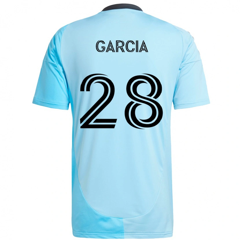 Danxen Kinder Mender García #28 Himmelblau Auswärtstrikot Trikot 2025/26 T-Shirt