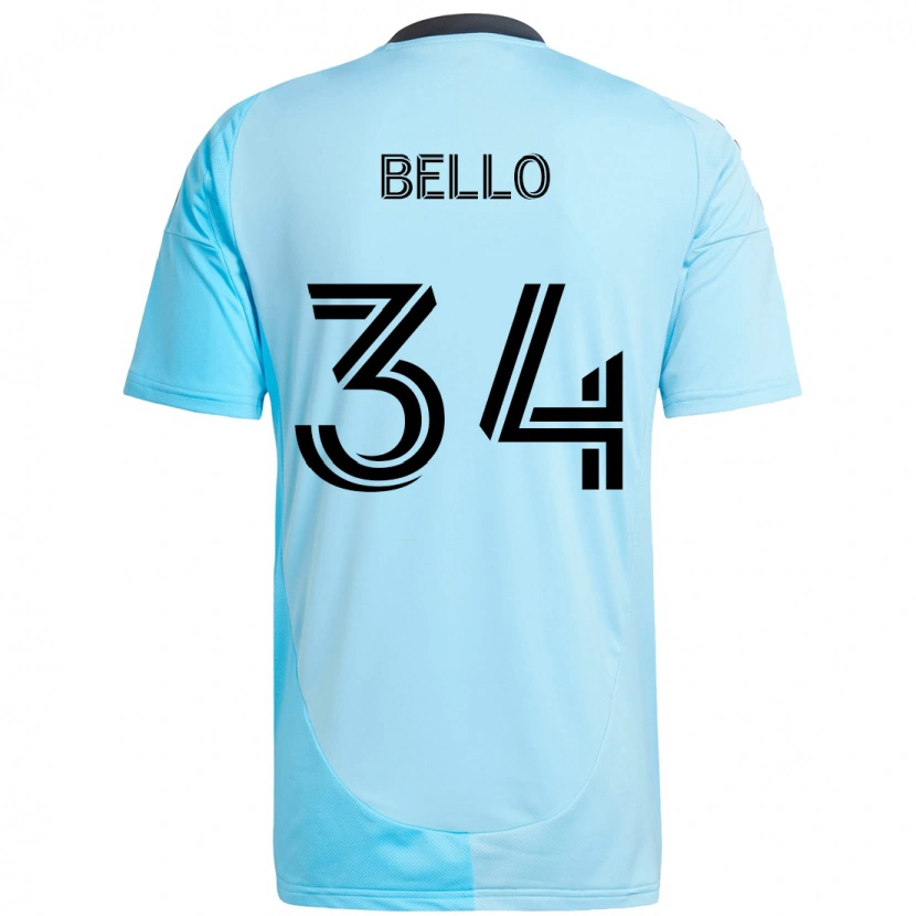 Danxen Kinder Zaydan Bello #34 Himmelblau Auswärtstrikot Trikot 2025/26 T-Shirt
