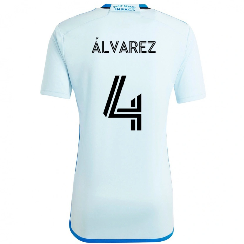 Danxen Kinder Fernando Álvarez #4 Himmelblau Dunkelblau Auswärtstrikot Trikot 2025/26 T-Shirt