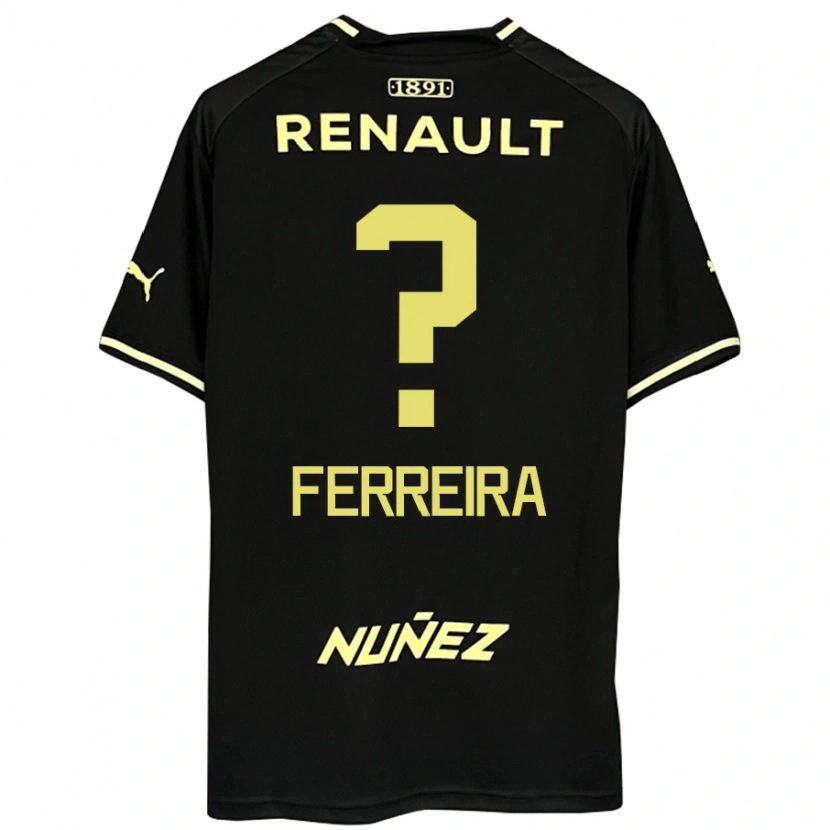 Danxen Kinder Matías Ferreira #0 Schwarz Gelb Auswärtstrikot Trikot 2025/26 T-Shirt