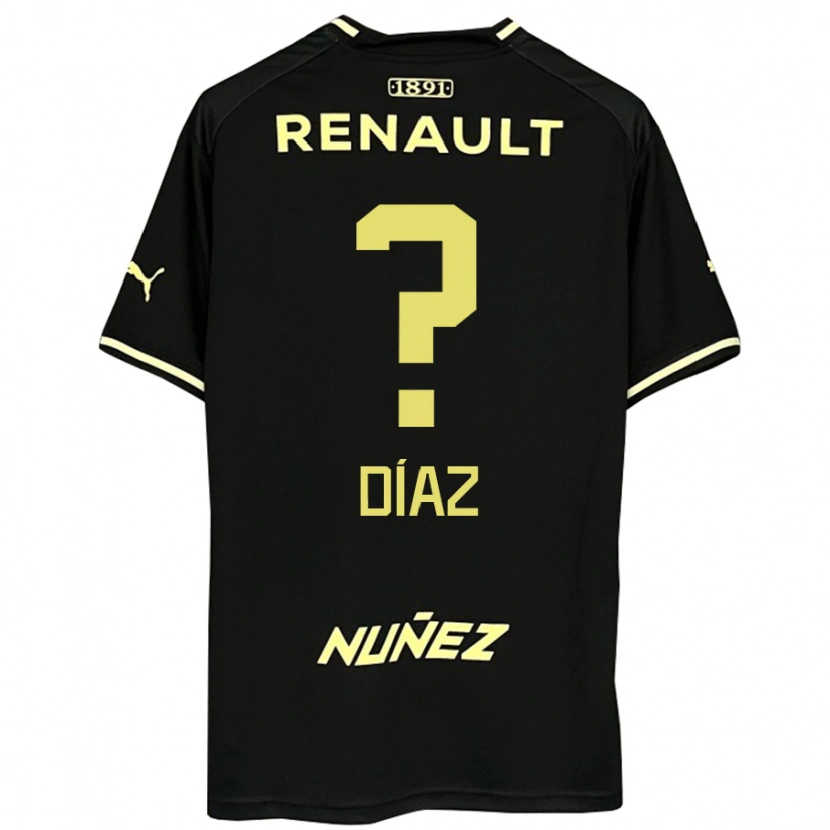 Danxen Kinder Santiago Díaz #0 Schwarz Gelb Auswärtstrikot Trikot 2025/26 T-Shirt