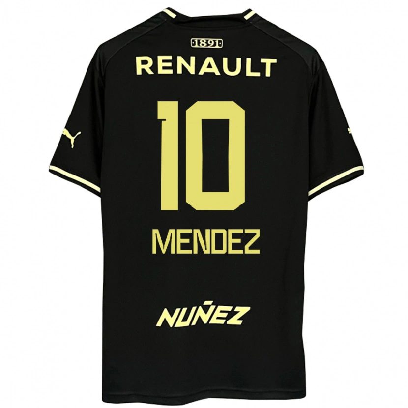 Danxen Kinder Kevin Méndez #10 Schwarz Gelb Auswärtstrikot Trikot 2025/26 T-Shirt