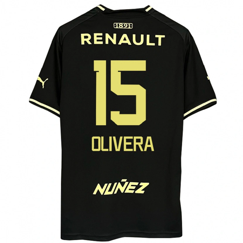 Danxen Kinder Maximiliano Olivera #15 Schwarz Gelb Auswärtstrikot Trikot 2025/26 T-Shirt