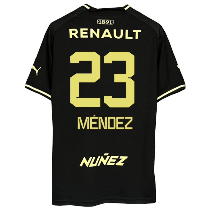 Danxen Kinder Javier Méndez #23 Schwarz Gelb Auswärtstrikot Trikot 2025/26 T-Shirt