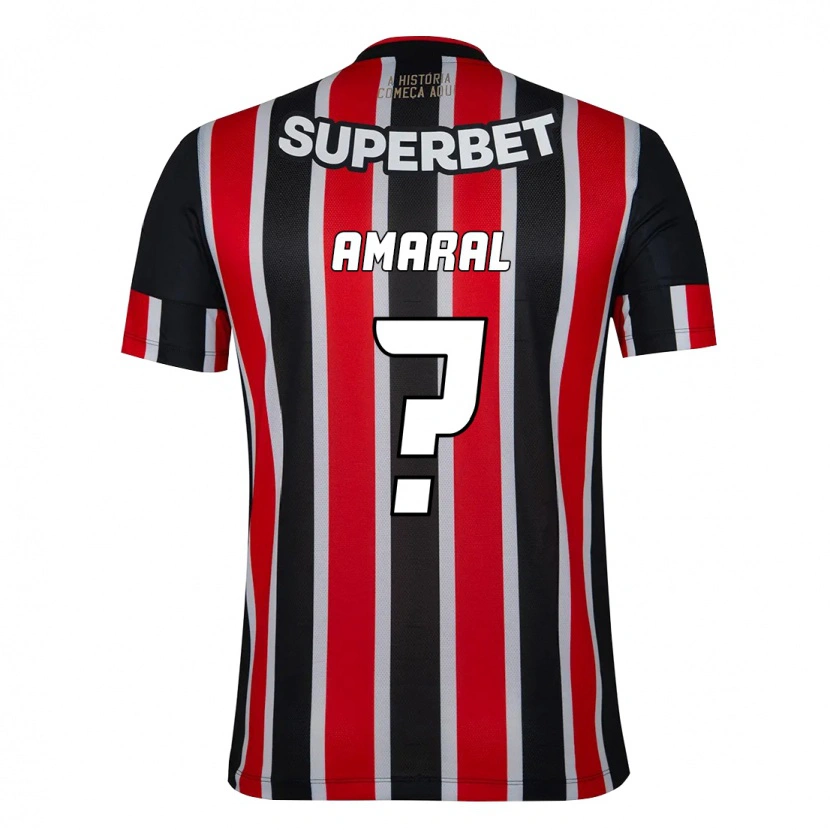 Danxen Kinder Mateus Amaral #0 Schwarz Rot Auswärtstrikot Trikot 2025/26 T-Shirt