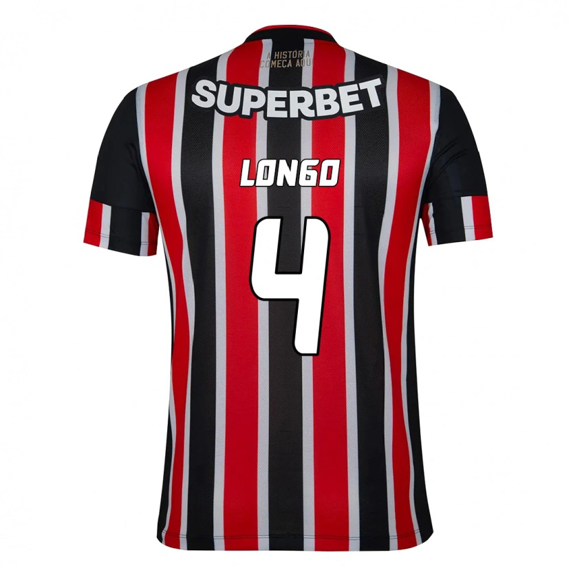 Danxen Kinder Santiago Longo #4 Schwarz Rot Auswärtstrikot Trikot 2025/26 T-Shirt