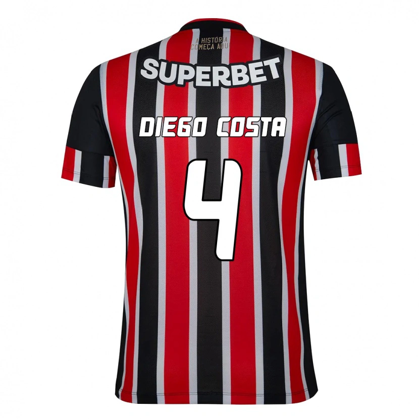 Danxen Kinder Diego Costa #4 Schwarz Rot Auswärtstrikot Trikot 2025/26 T-Shirt