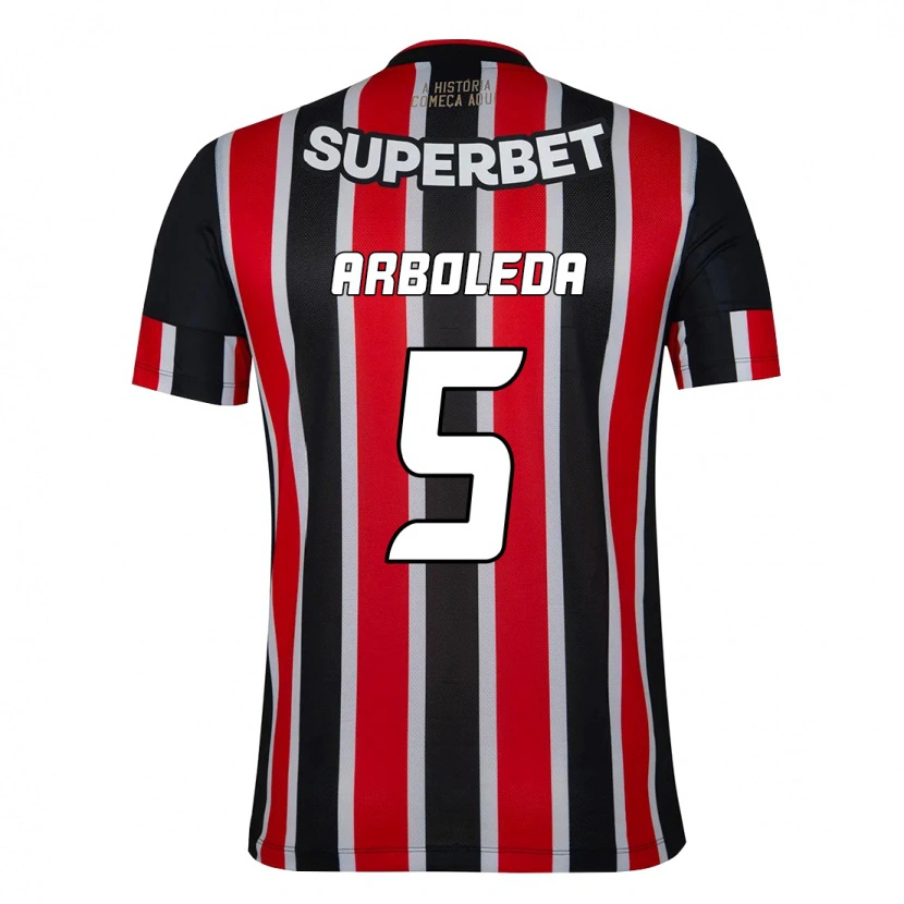 Danxen Kinder Robert Arboleda #5 Schwarz Rot Auswärtstrikot Trikot 2025/26 T-Shirt