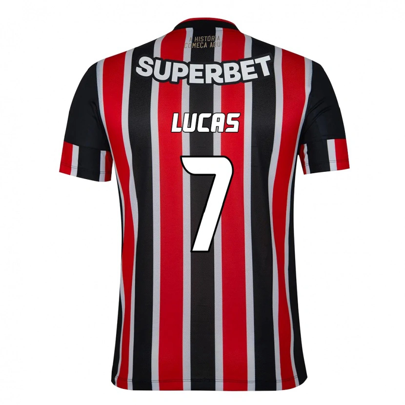 Danxen Kinder Lucas Moura #7 Schwarz Rot Auswärtstrikot Trikot 2025/26 T-Shirt