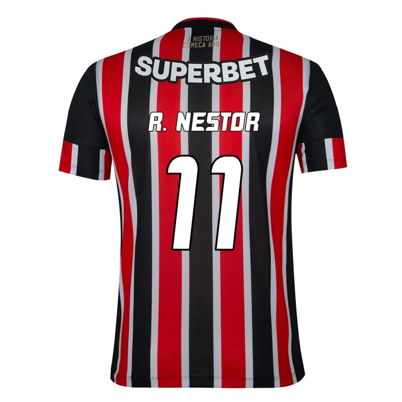 Danxen Kinder Rodrigo Nestor #11 Schwarz Rot Auswärtstrikot Trikot 2025/26 T-Shirt