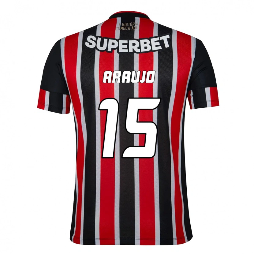 Danxen Kinder Michel Araújo #15 Schwarz Rot Auswärtstrikot Trikot 2025/26 T-Shirt