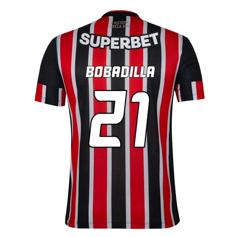 Danxen Kinder Damián Bobadilla #21 Schwarz Rot Auswärtstrikot Trikot 2025/26 T-Shirt