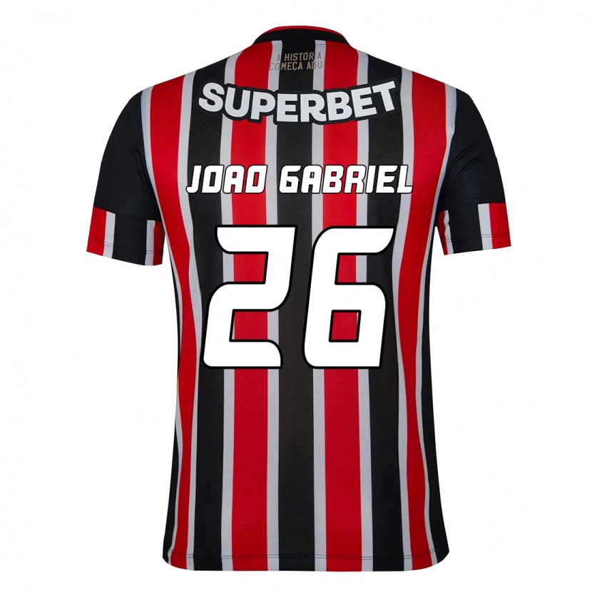 Danxen Kinder João Gabriel #26 Schwarz Rot Auswärtstrikot Trikot 2025/26 T-Shirt