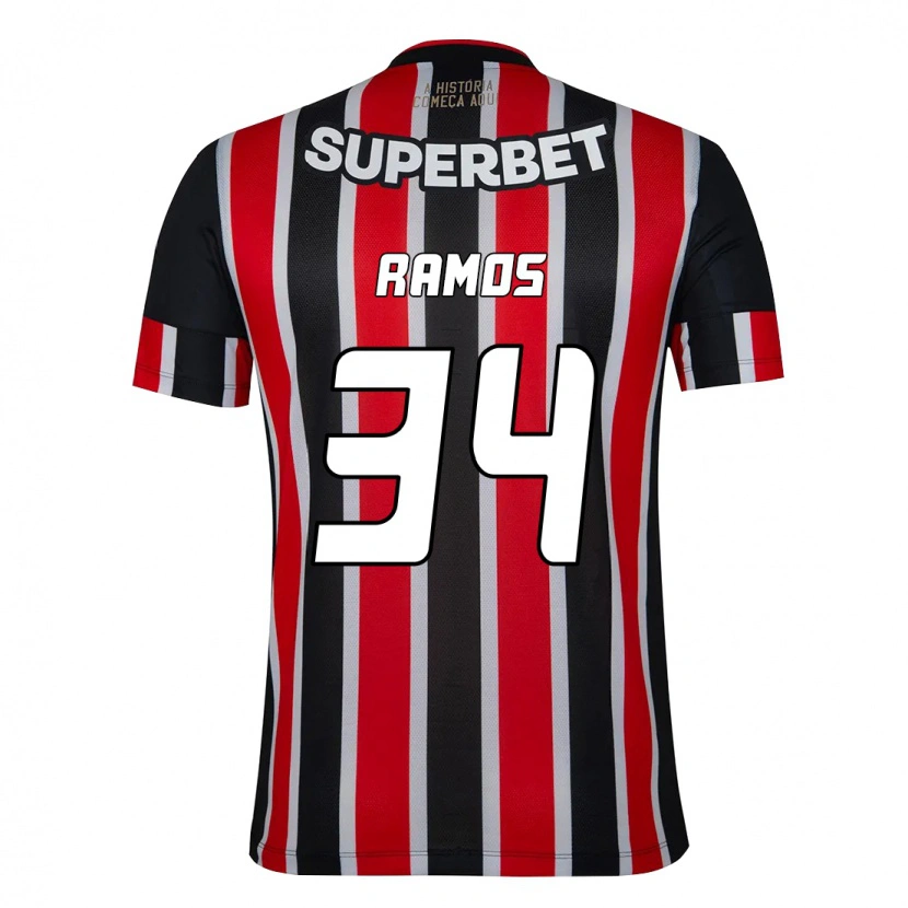 Danxen Kinder Raí Ramos #34 Schwarz Rot Auswärtstrikot Trikot 2025/26 T-Shirt
