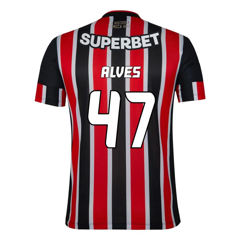 Danxen Kinder Matheus Alves #47 Schwarz Rot Auswärtstrikot Trikot 2025/26 T-Shirt