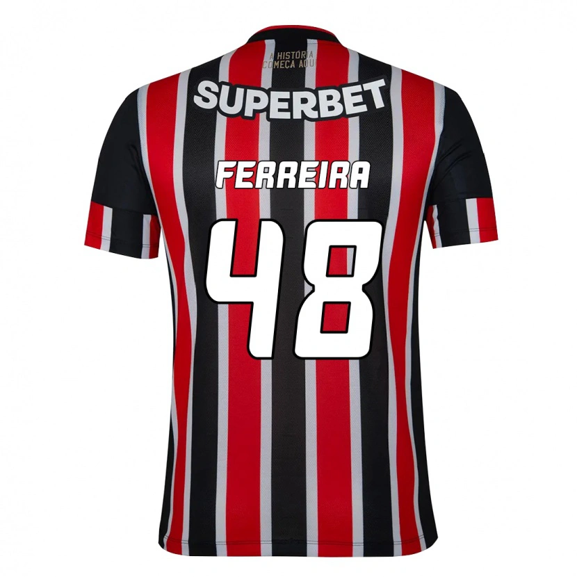 Danxen Kinder Lucas Ferreira #48 Schwarz Rot Auswärtstrikot Trikot 2025/26 T-Shirt