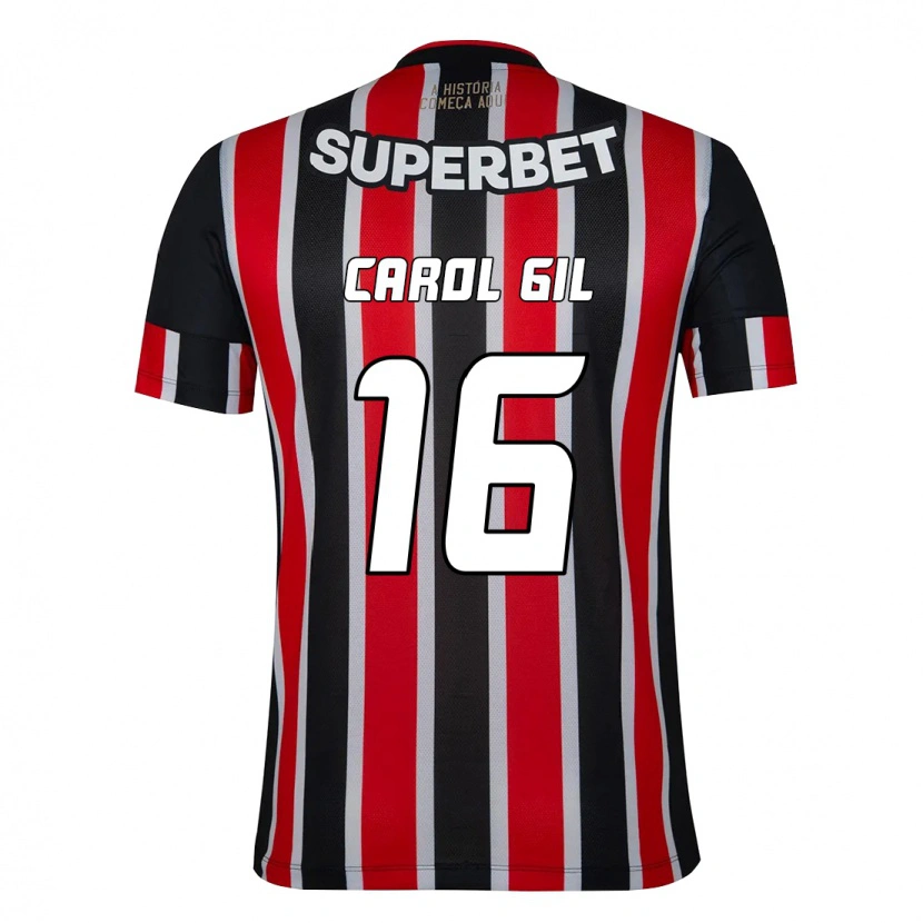 Danxen Kinder Carol Gil #16 Schwarz Rot Auswärtstrikot Trikot 2025/26 T-Shirt