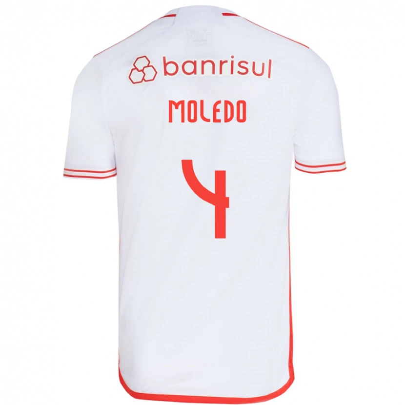 Danxen Kinder Rodrigo Moledo #4 Weiß Rot Auswärtstrikot Trikot 2025/26 T-Shirt