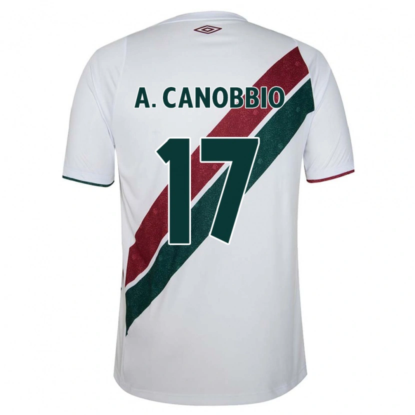 Danxen Kinder Agustín Canobbio #17 Weiß Grün Kastanienbraun Auswärtstrikot Trikot 2025/26 T-Shirt