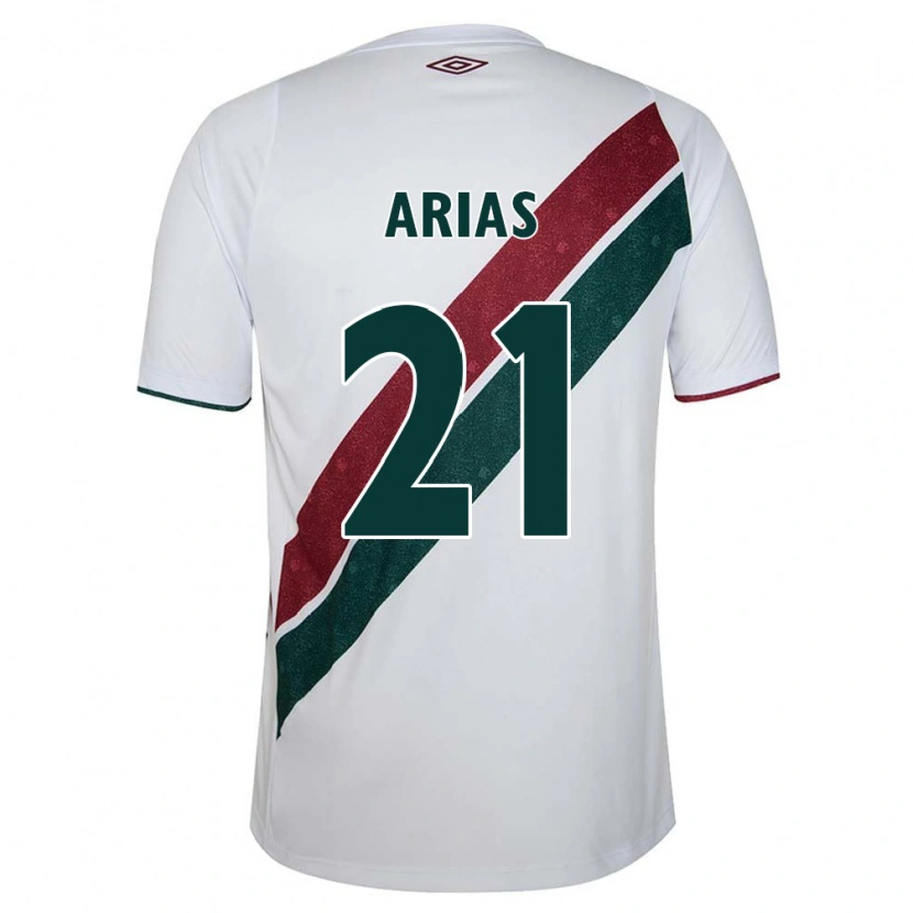 Danxen Kinder Jhon Arias #21 Weiß Grün Kastanienbraun Auswärtstrikot Trikot 2025/26 T-Shirt