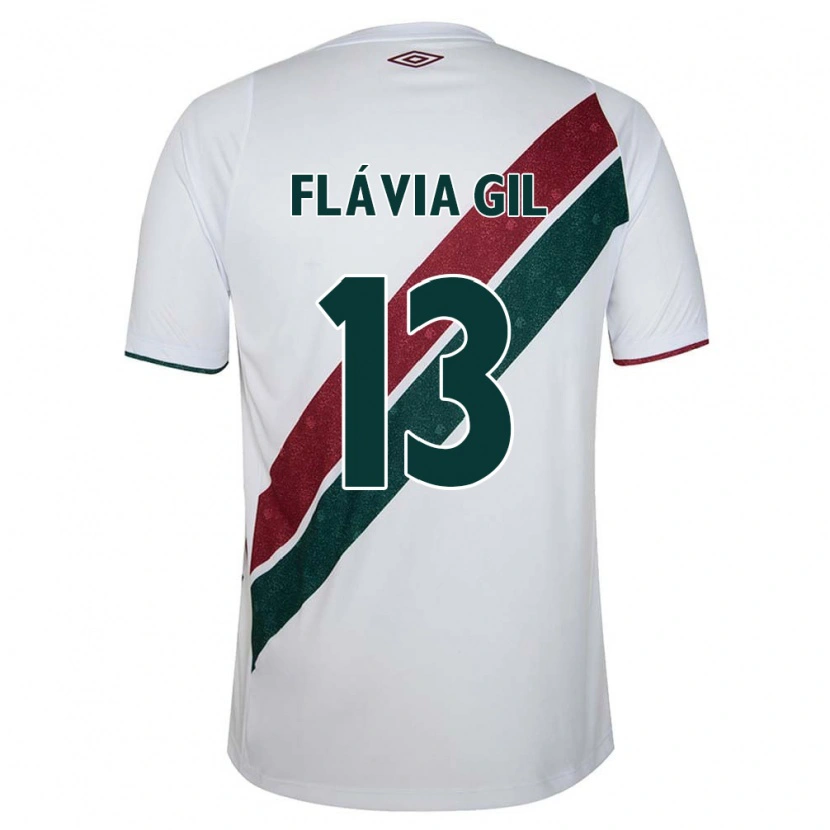 Danxen Kinder Flávia Gil #13 Weiß Grün Kastanienbraun Auswärtstrikot Trikot 2025/26 T-Shirt