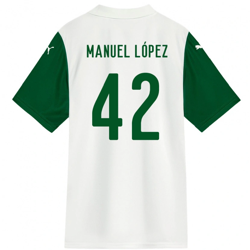 Danxen Kinder José Manuel López #42 Weiß Grün Auswärtstrikot Trikot 2025/26 T-Shirt