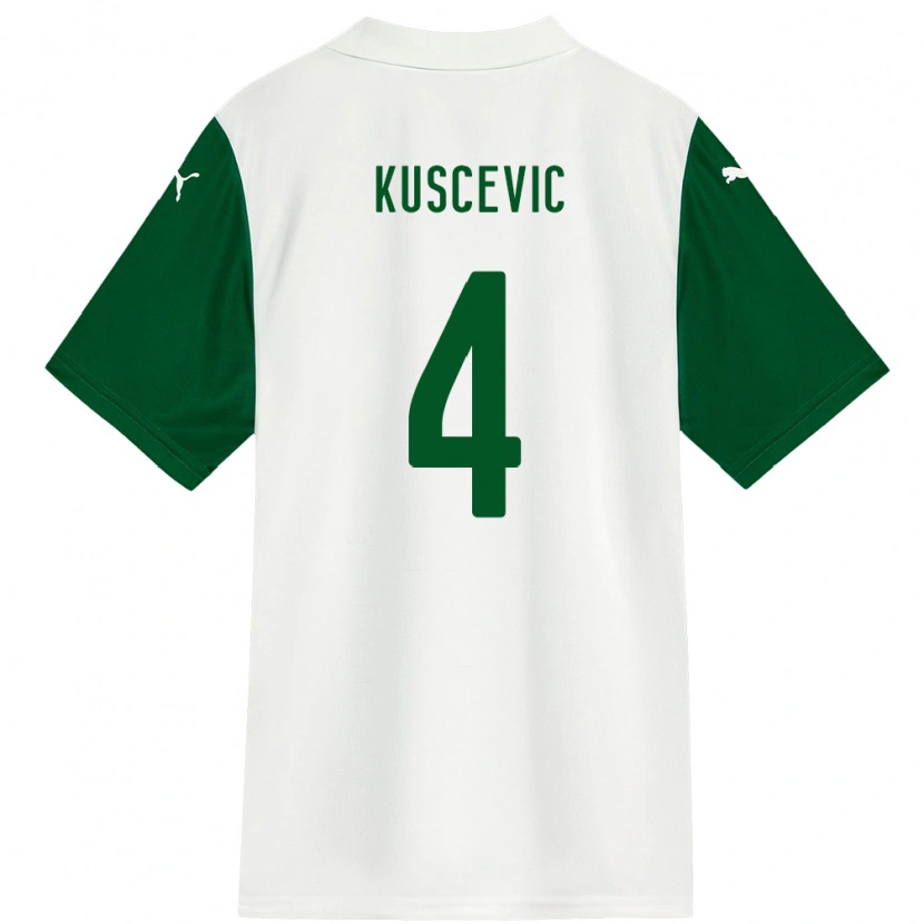 Danxen Kinder Benjamin Kuscevic #4 Weiß Grün Auswärtstrikot Trikot 2025/26 T-Shirt