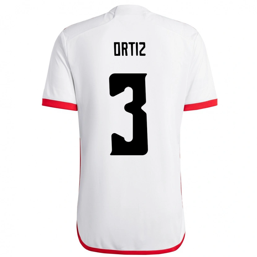 Danxen Kinder Léo Ortiz #3 Weiß Rot Auswärtstrikot Trikot 2025/26 T-Shirt