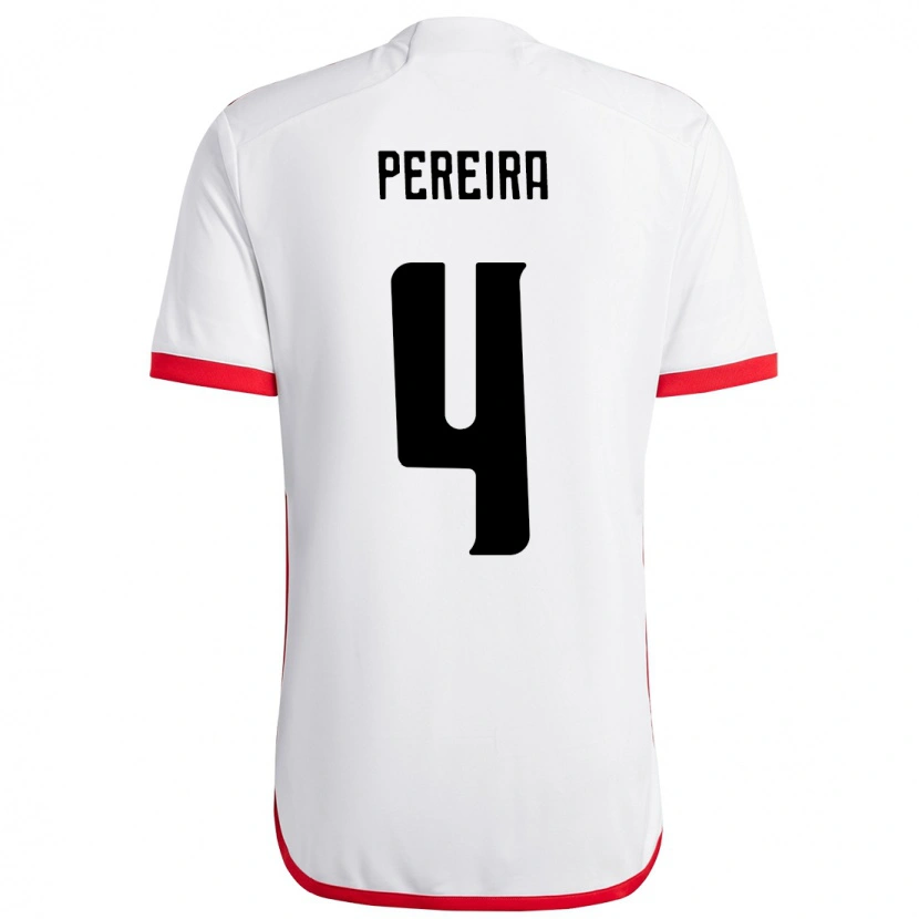 Danxen Kinder Léo Pereira #4 Weiß Rot Auswärtstrikot Trikot 2025/26 T-Shirt