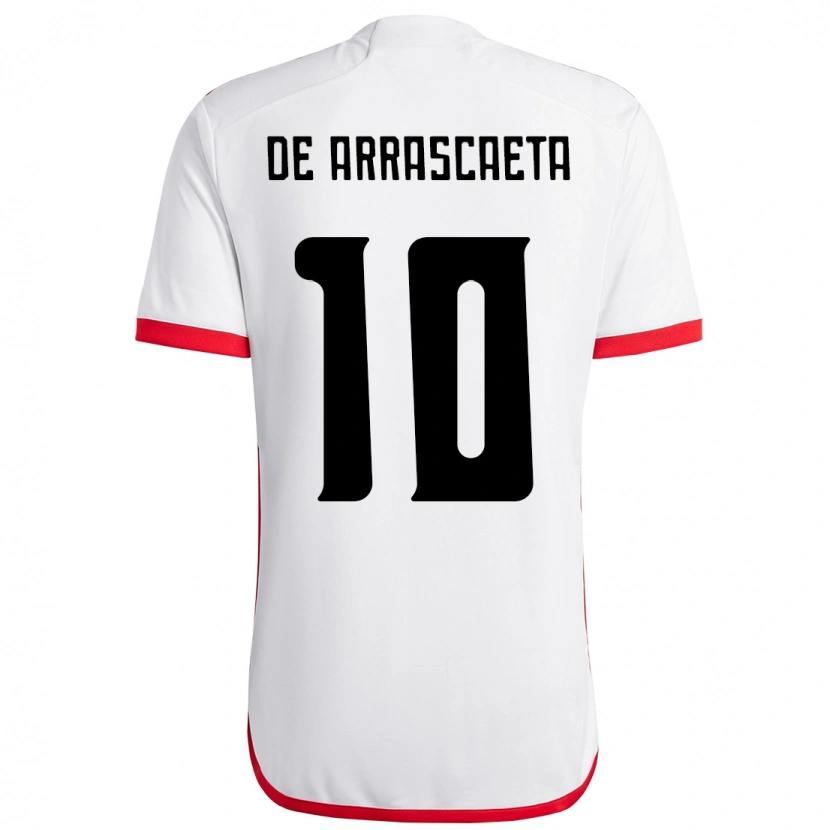 Danxen Kinder Giorgian De Arrascaeta #10 Weiß Rot Auswärtstrikot Trikot 2025/26 T-Shirt