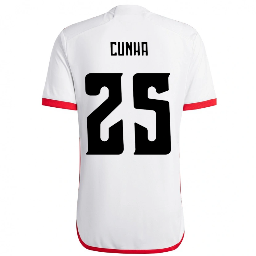 Danxen Kinder Matheus Cunha #25 Weiß Rot Auswärtstrikot Trikot 2025/26 T-Shirt