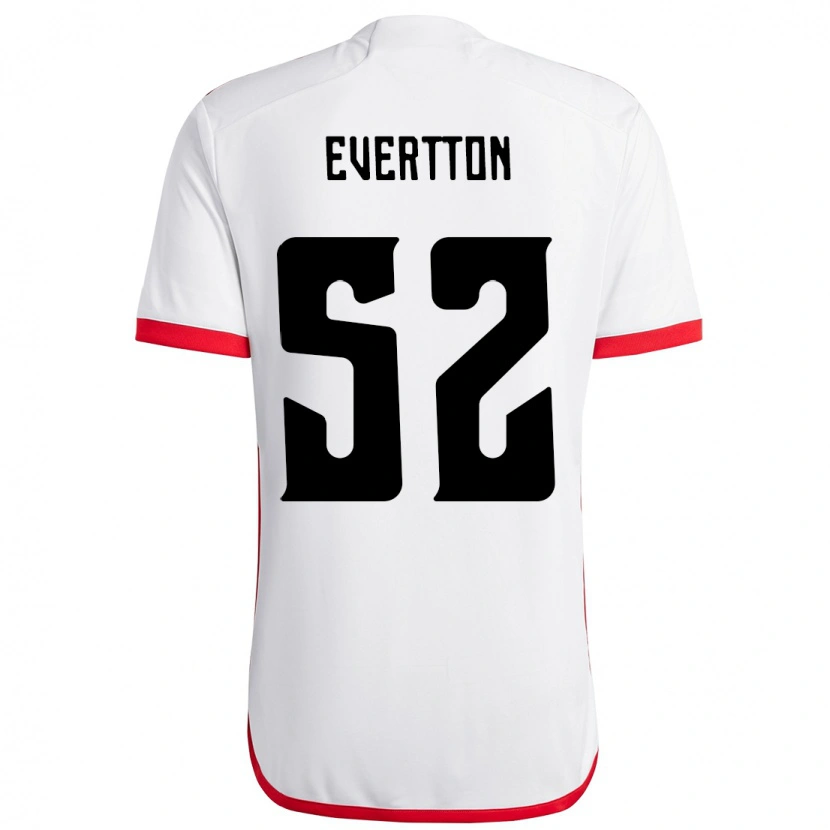 Danxen Kinder Evertton Araújo #52 Weiß Rot Auswärtstrikot Trikot 2025/26 T-Shirt