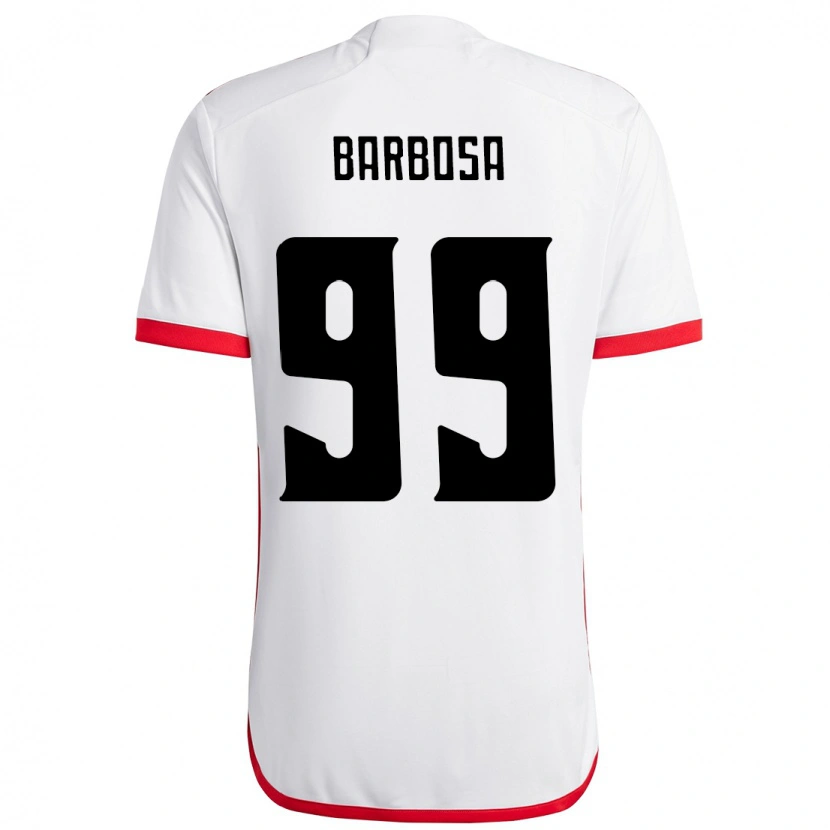 Danxen Kinder Gabriel Barbosa #99 Weiß Rot Auswärtstrikot Trikot 2025/26 T-Shirt