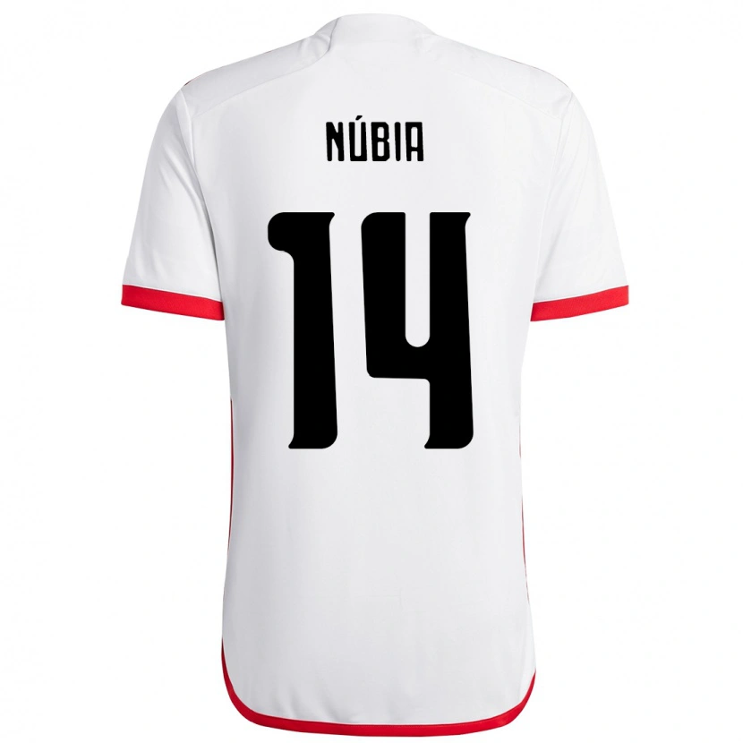 Danxen Kinder Núbia #14 Weiß Rot Auswärtstrikot Trikot 2025/26 T-Shirt