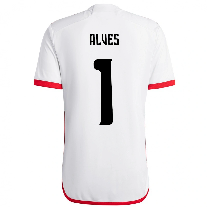 Danxen Kinder Diego Alves #1 Weiß Rot Auswärtstrikot Trikot 2025/26 T-Shirt