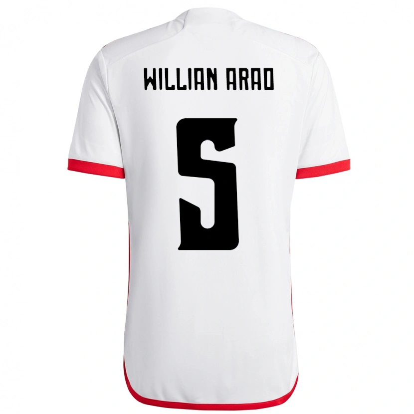 Danxen Kinder Willian Arao #5 Weiß Rot Auswärtstrikot Trikot 2025/26 T-Shirt