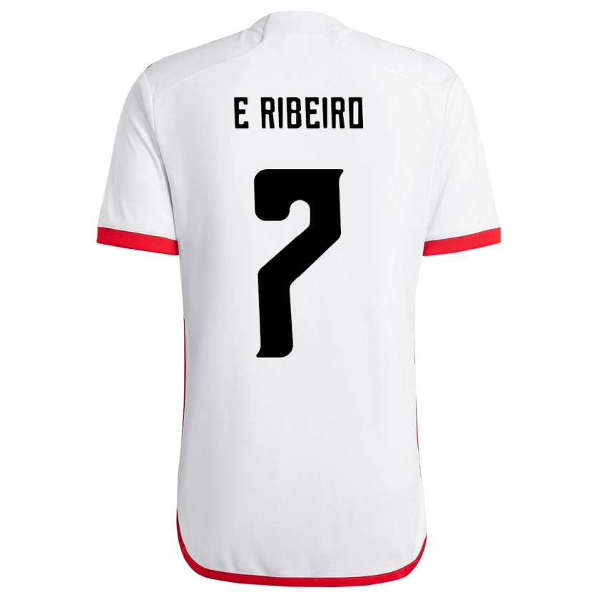 Danxen Kinder Everton Ribeiro #7 Weiß Rot Auswärtstrikot Trikot 2025/26 T-Shirt