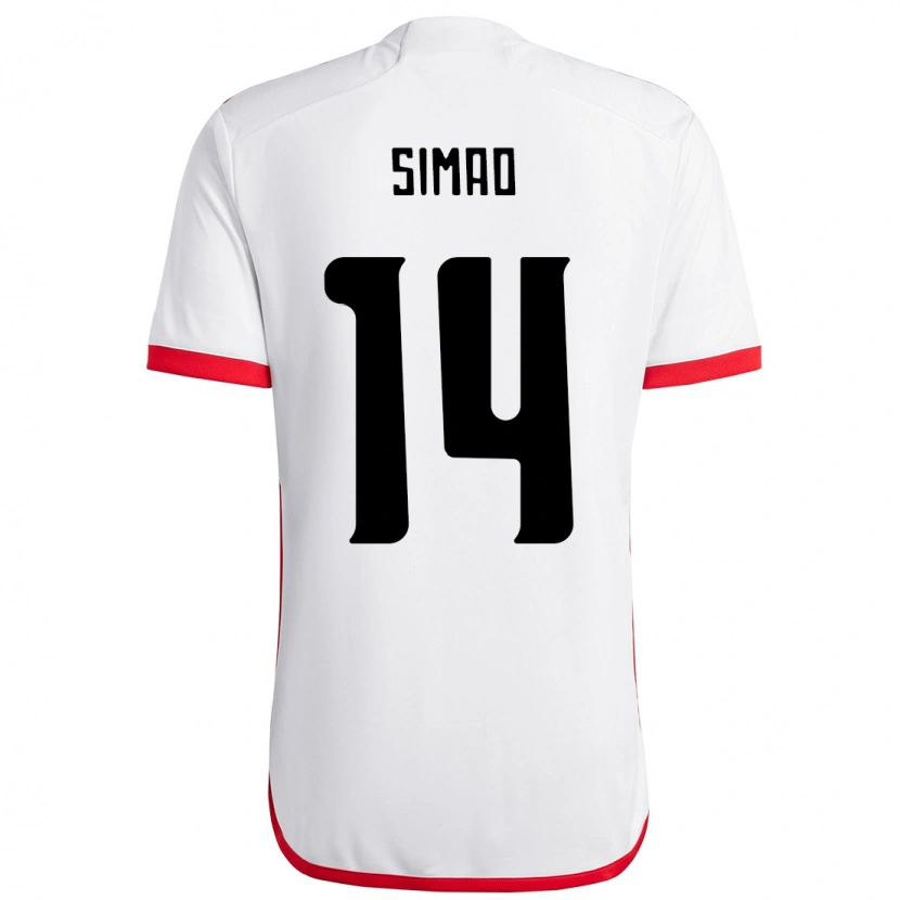 Danxen Kinder Samhia Simao #14 Weiß Rot Auswärtstrikot Trikot 2025/26 T-Shirt