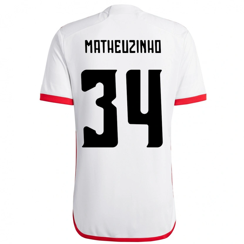 Danxen Kinder Matheuzinho #34 Weiß Rot Auswärtstrikot Trikot 2025/26 T-Shirt
