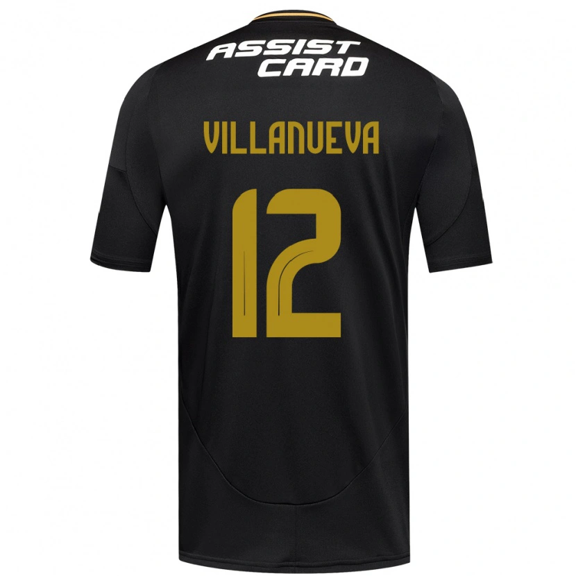 Danxen Kinder Eduardo Villanueva #12 Schwarz Weiß Auswärtstrikot Trikot 2025/26 T-Shirt