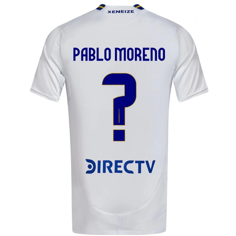 Danxen Kinder Juan Pablo Moreno #0 Weiß Blau Auswärtstrikot Trikot 2025/26 T-Shirt