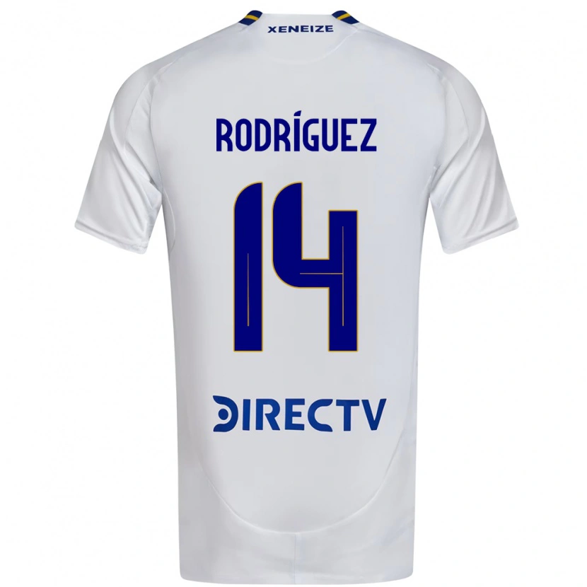 Danxen Kinder Isaías Rodríguez #14 Weiß Blau Auswärtstrikot Trikot 2025/26 T-Shirt
