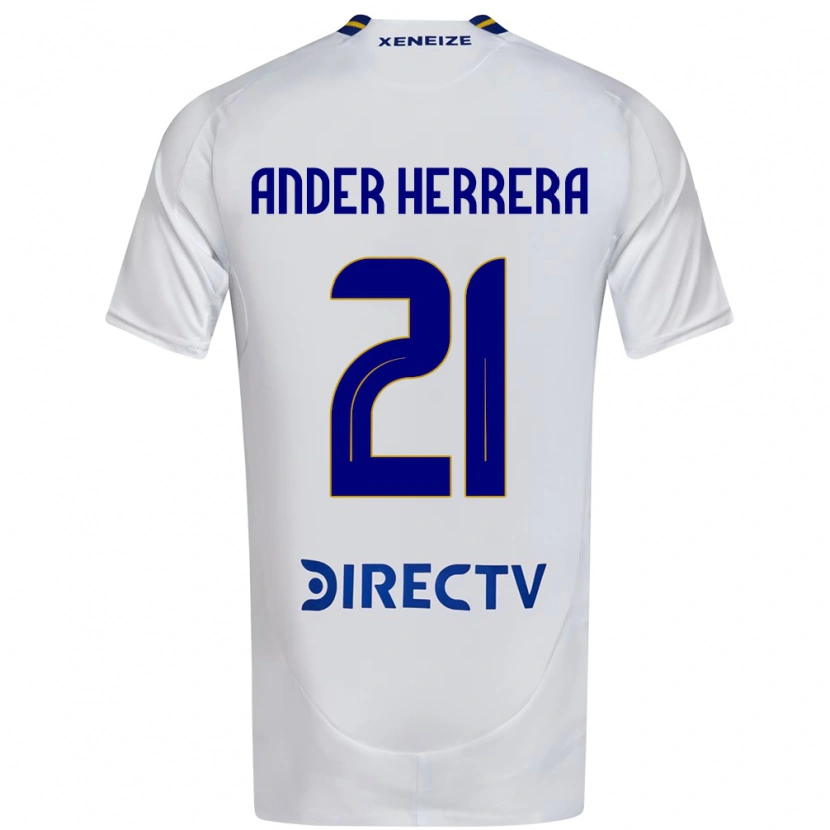 Danxen Kinder Ander Herrera #21 Weiß Blau Auswärtstrikot Trikot 2025/26 T-Shirt