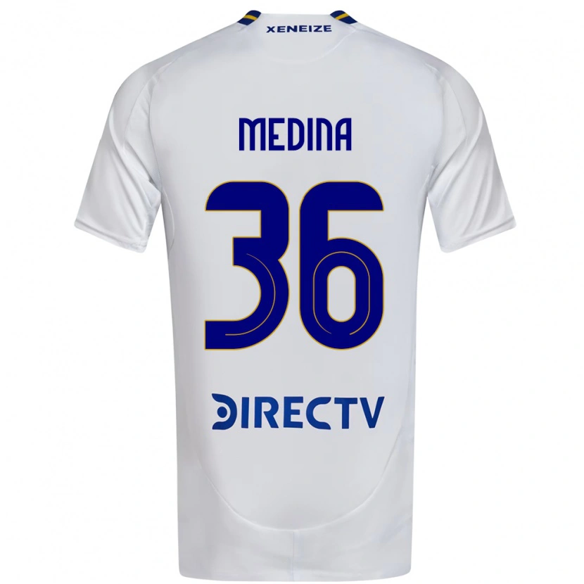 Danxen Kinder Cristian Medina #36 Weiß Blau Auswärtstrikot Trikot 2025/26 T-Shirt