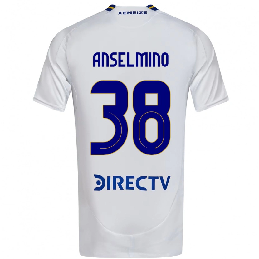 Danxen Kinder Aarón Anselmino #38 Weiß Blau Auswärtstrikot Trikot 2025/26 T-Shirt