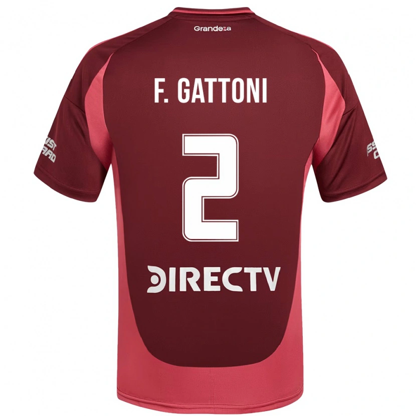 Danxen Kinder Federico Gattoni #2 Burgunder Magenta Auswärtstrikot Trikot 2025/26 T-Shirt
