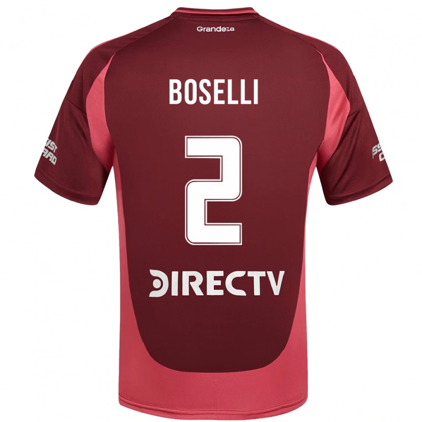 Danxen Kinder Sebastián Boselli #2 Burgunder Magenta Auswärtstrikot Trikot 2025/26 T-Shirt